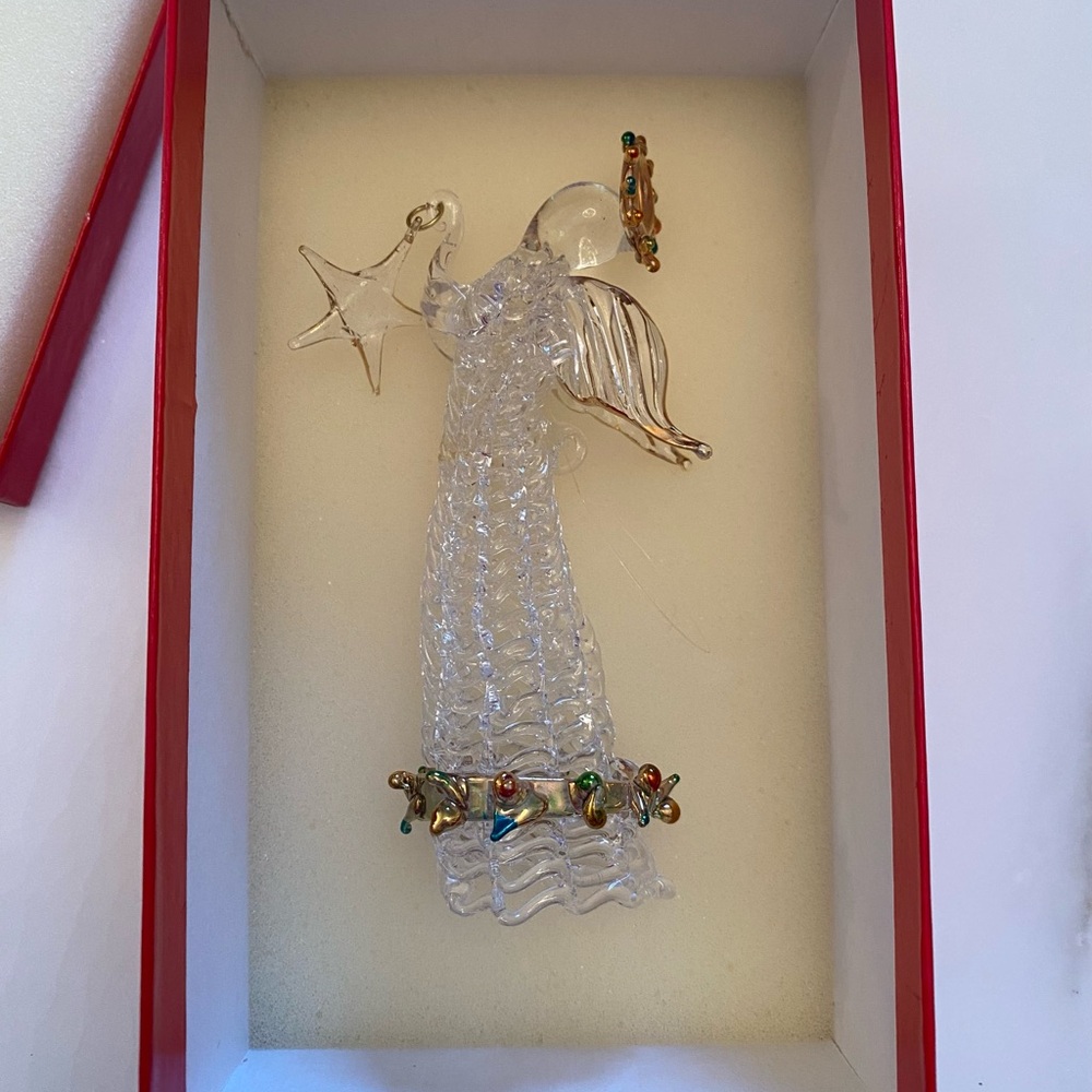 Glass Angel Ornament with Star
